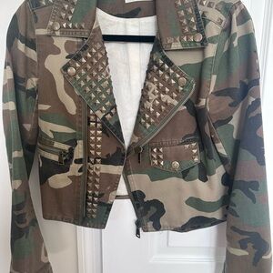Ramy Brook Studded Camouflage Utility Jacket